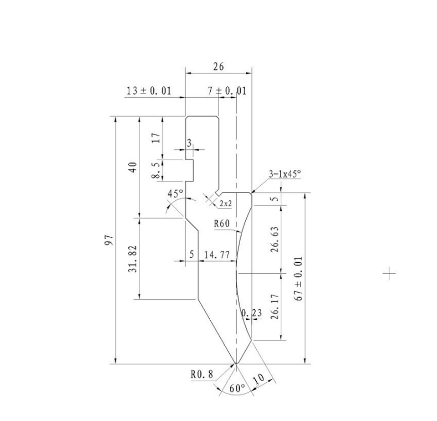 US 124/60 Degree, R0.8mm Fraz. (Segmented) Press Brake Tooling