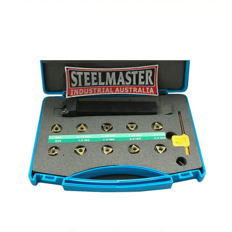 Lathe Threading Tool Kit, 25mm External with 10 Tips