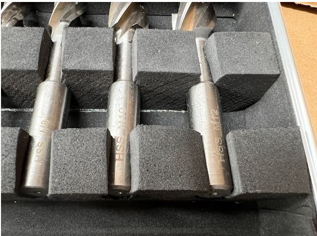 HSS Flat Countersink Set, 7 Piece with Stand, M3 - M12