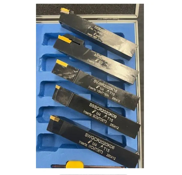 Carbide Turning Tool Set – 20mm Shank. Clamped Type. 9 Piece