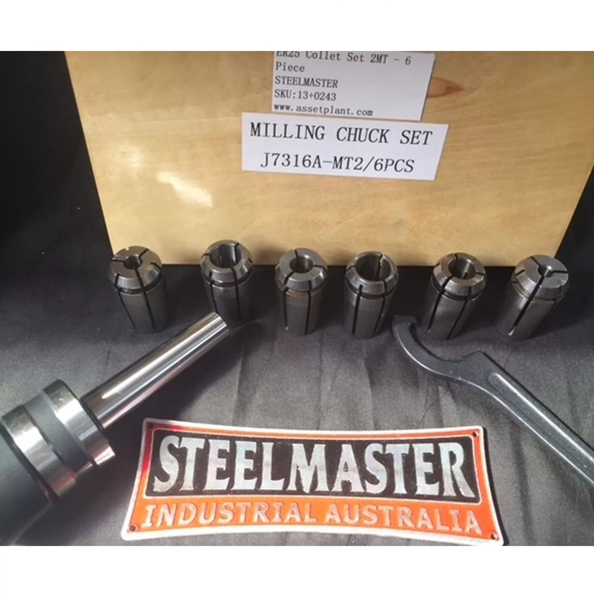 ER25 Collet Set, 6-Piece Quick Change System, 2MT Shank
