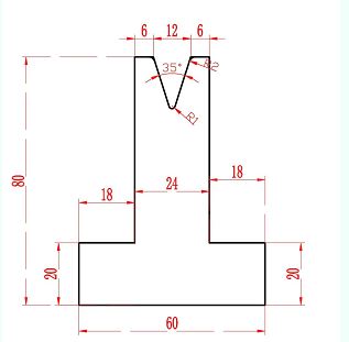 Pressbrake Bottom Single Vee Tooling, US 20.45/35°, 835mm, V12 R2.0
