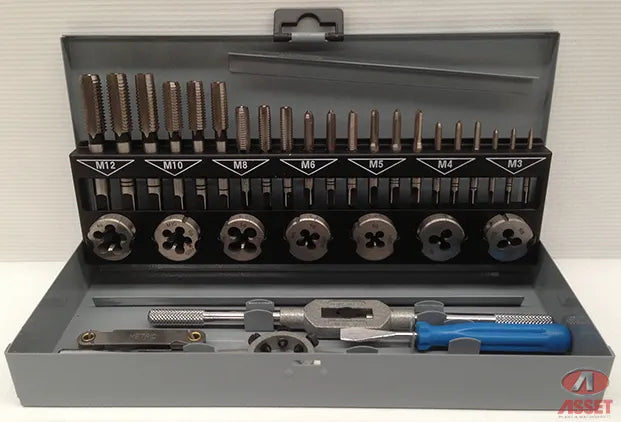 HSS Tap & Die Threading Set, 32 Piece, M3-M12