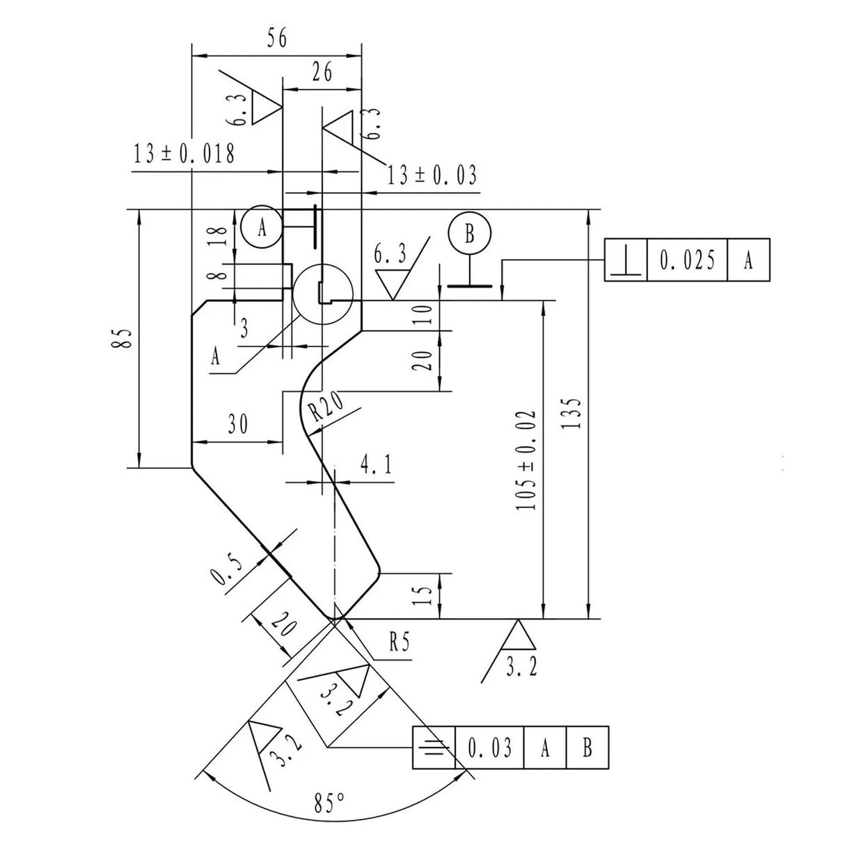 US 1029/85 Degree, Radius 5.0mm Press Brake Tooling – 835mm Long