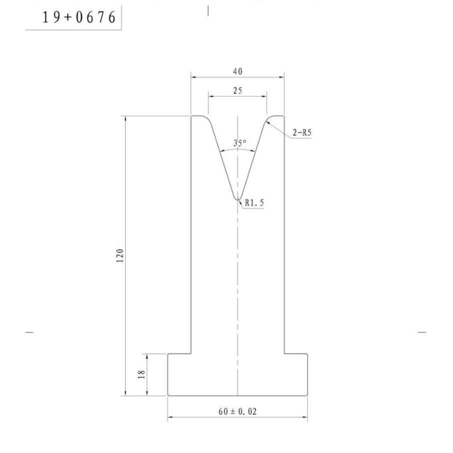 Bottom Single Vee Tooling 20mm, 35° (US 20.420, R3.5) 835mm