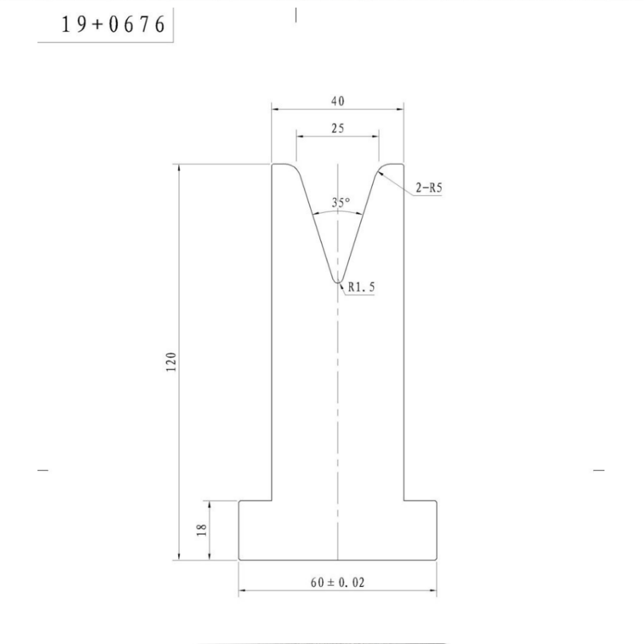 Bottom Single Vee Tooling 25mm, 35° (US 20.425, R5.0) 835mm