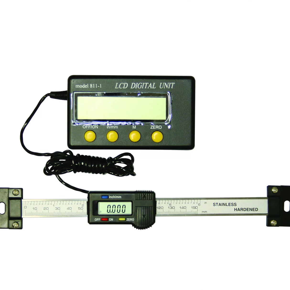 Digital LCD Axis Counter, 2 Axis, 2000mm Cable, Dual Measurements