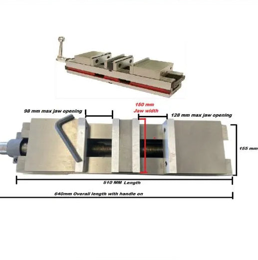 Double Action Lock Machine Vice, 160mm Jaw Width