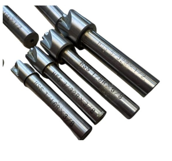 Formed HSS End Mill Set - 8 Piece Set, Sizes 1/16 to 1/8 - 5/32 - 3/8