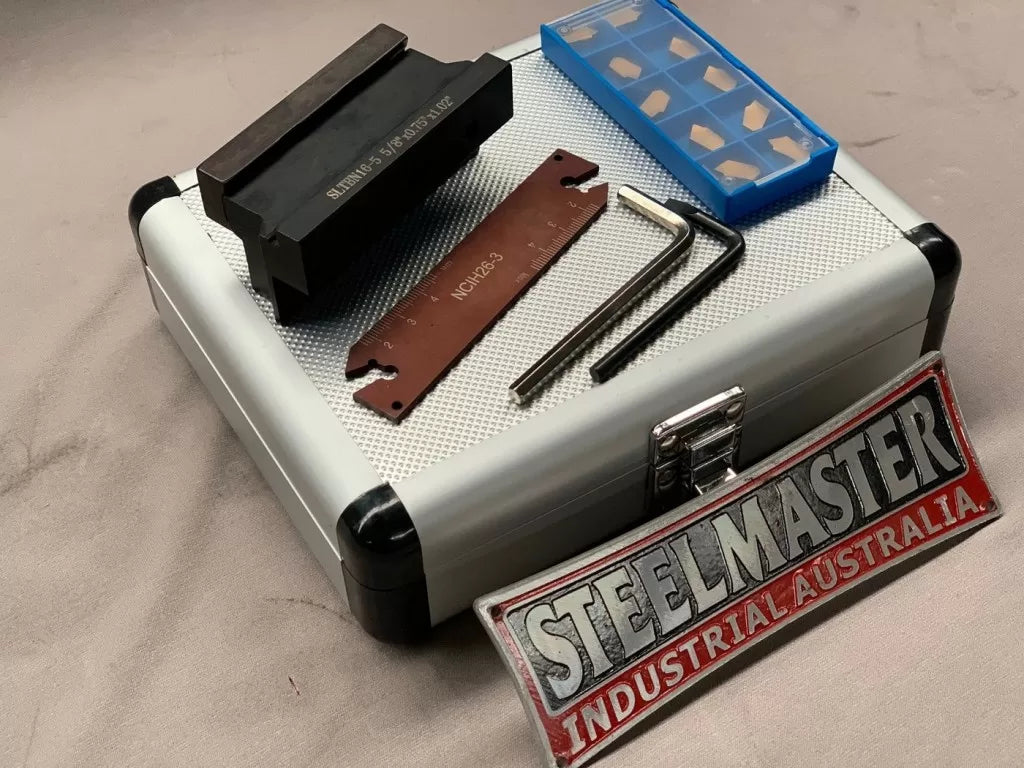 Part-Off Block Kit for Lathes, 16mm Centre Height with Blade & 10 Inserts