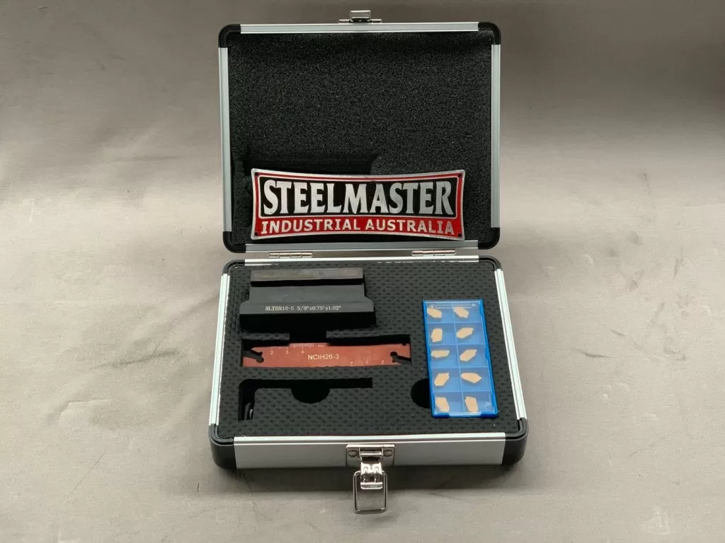 Part-Off Block Kit for Lathes, 16mm Centre Height with Blade & 10 Inserts