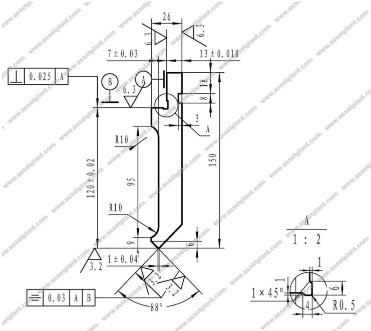Pressbrake Tooling Standard Gooseneck Top Punch 800mm
