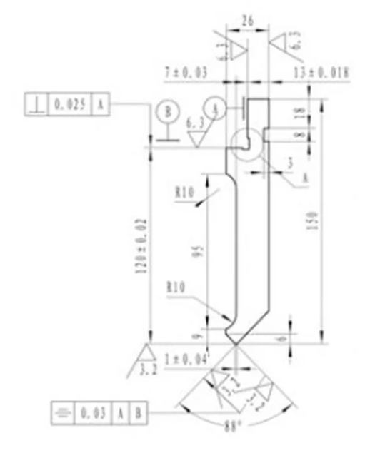Pressbrake Top Tool Standard Gooseneck Profile 805mm Type 2 Segmented