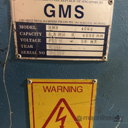 Variable Rake Shear GMS – 4000 x 6mm Capacity – USED