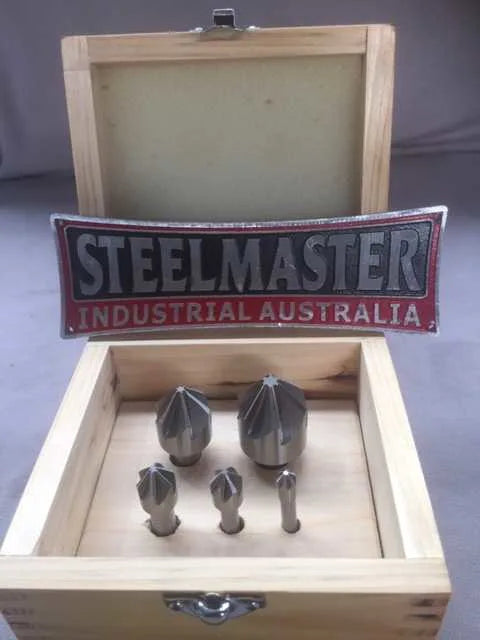 Fluted Countersink Set, Ground HSS, 6 Piece Box Set, 6mm-25mm