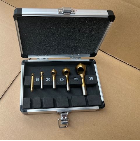 HSS Countersinking Deburring Cutter Set, 90 Degree, 5 Piece with Stand