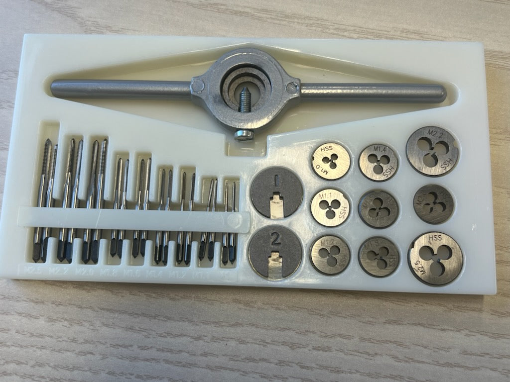HSS Tap & Die Threading Set, 31 Piece Miniature, M1-M2.5