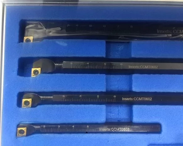Lathe Boring Bar Kit, 4-Piece Set (8-16mm) with Spare Tips