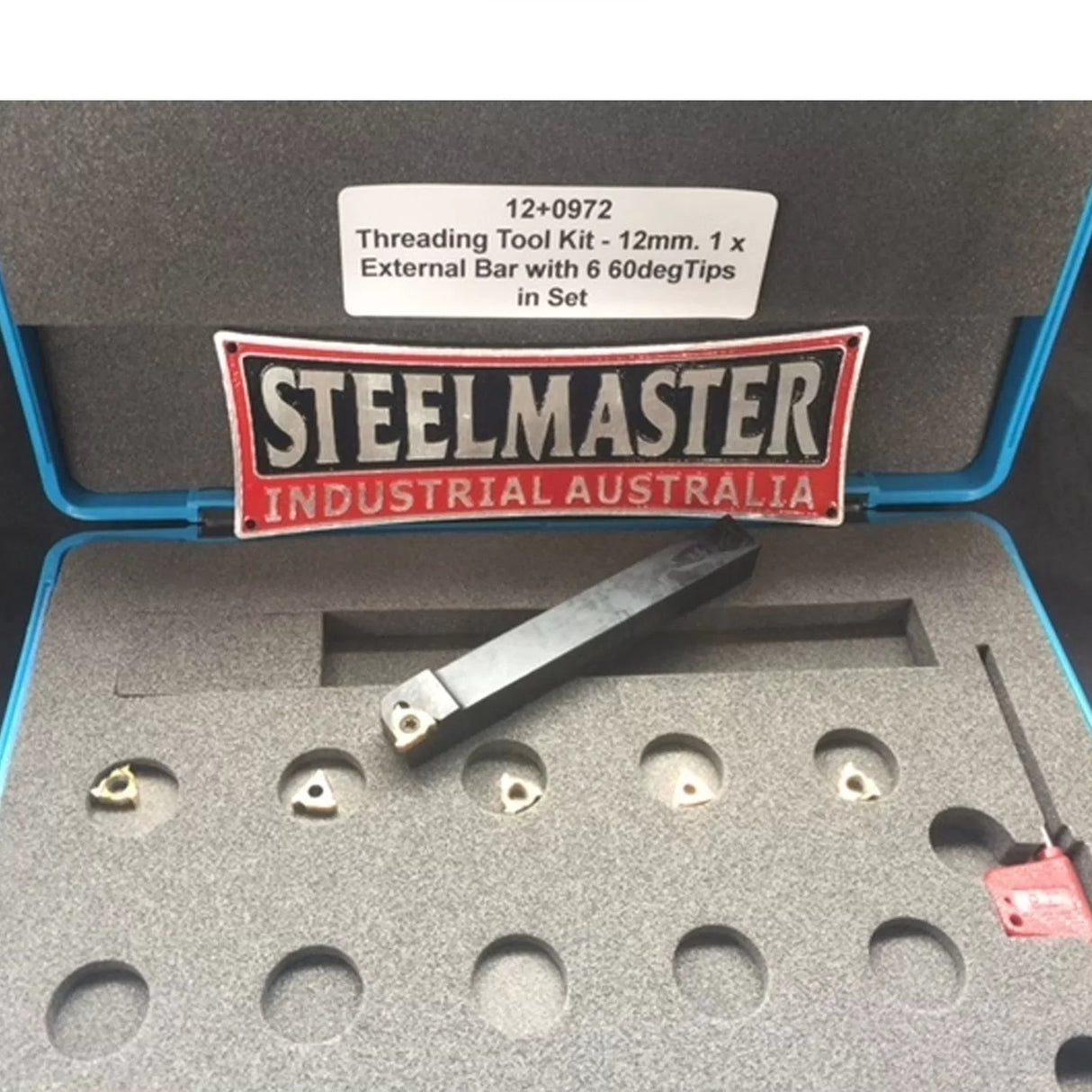 Lathe Threading Tool Kit, 12mm External with 6 60-Degree Tips
