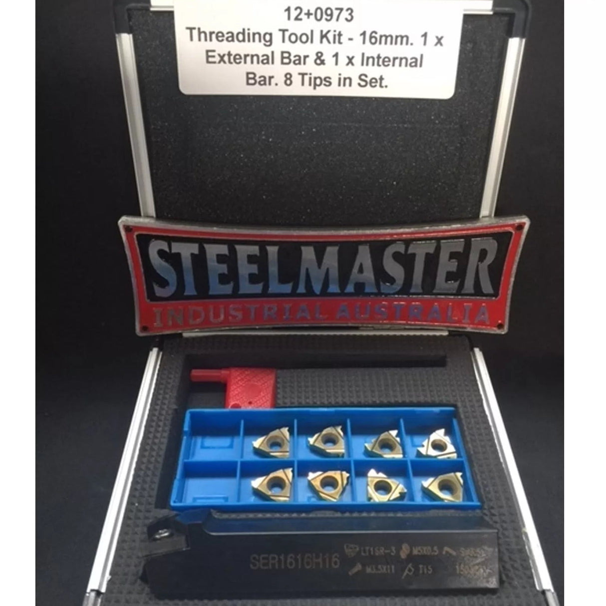 Lathe Threading Tool Kit, 16mm Right Hand External with 10 Tips