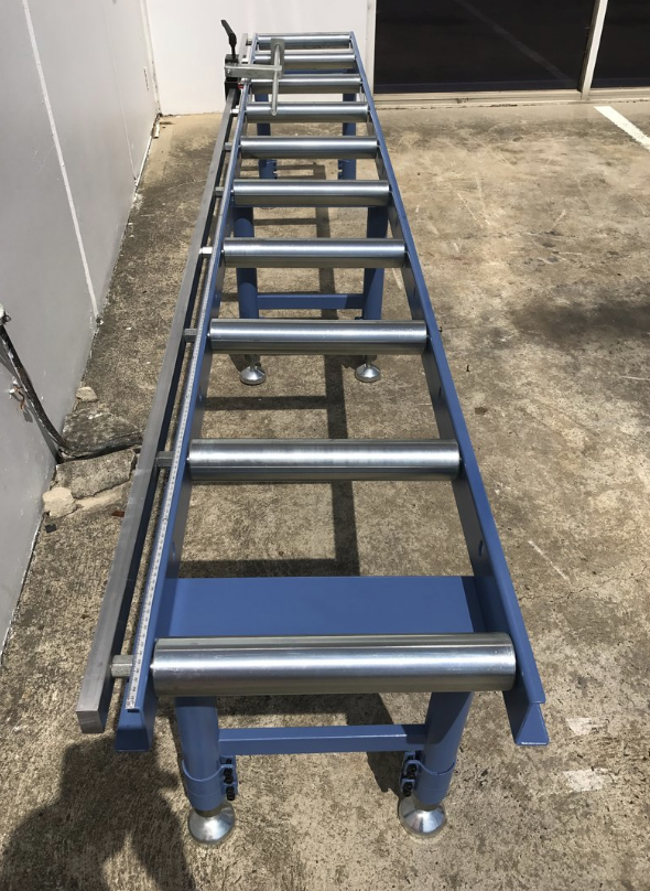 Calibrated Length Stop Roller Conveyor Kit 360mm x 2000mm, Linear Measuring System & Flip Up Length Stop