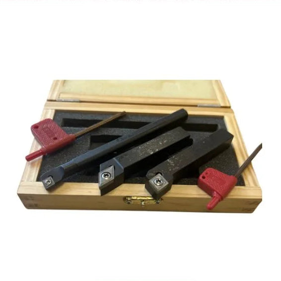 Lathe Turning Tool Set, 3-Piece Carbide Clamped Type, 12mm