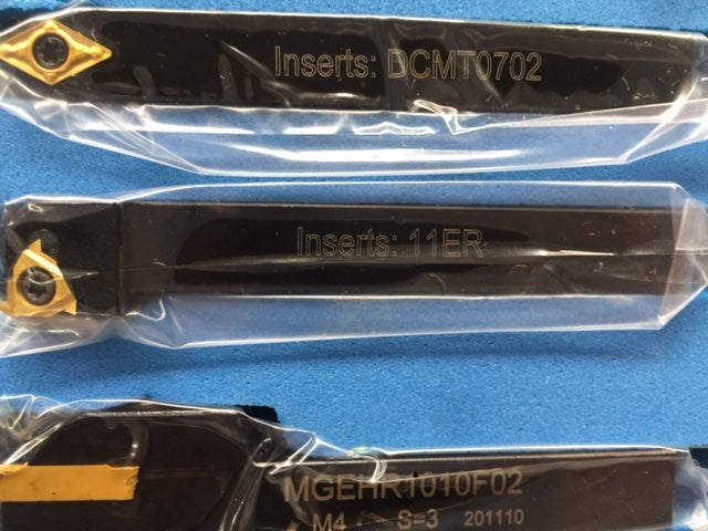 Lathe Turning Tool Set, 7-Piece Carbide Clamped Type, 10mm Shank