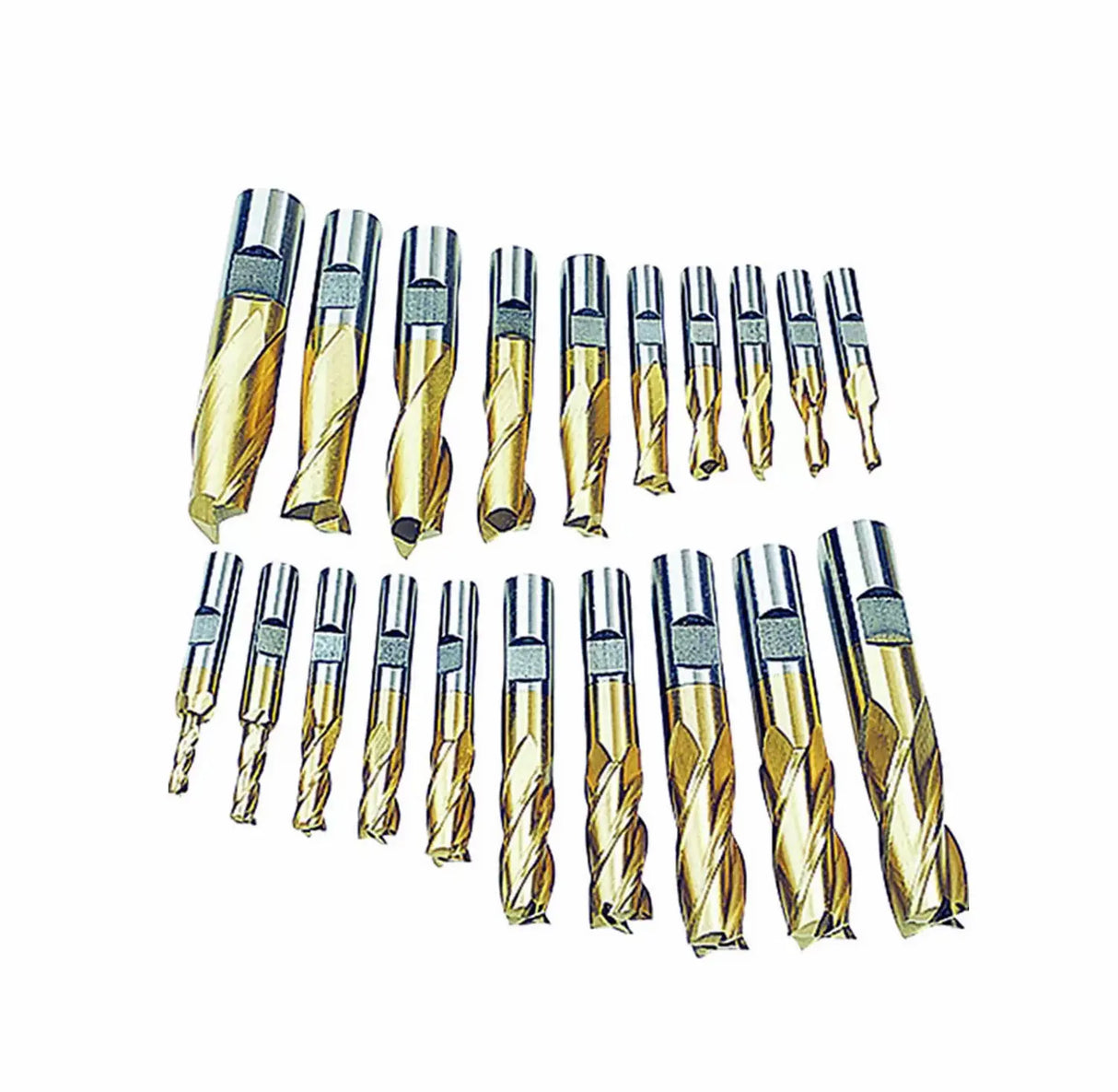 20 Piece 2 & 4 Flute End Mill Set - TiN