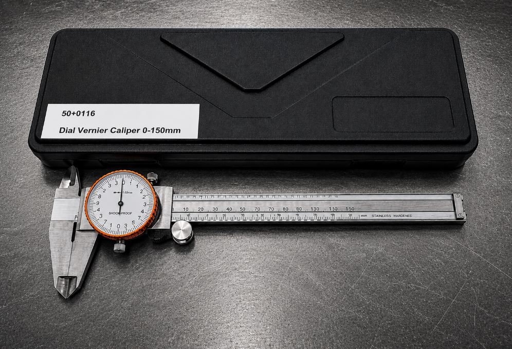 Dial Vernier Caliper, 150mm Range, Satin Chrome