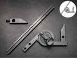 Dial Protractor with Bevelled Blade, Metric