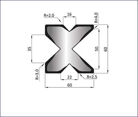 Pressbrake Tooling 60mm Square Die Block x 835mm 85º