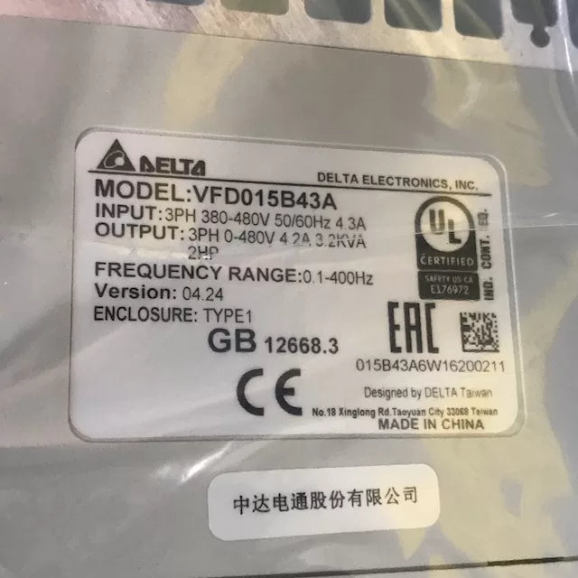 Inverter VFD015B43A for H700/H800 Roller Table