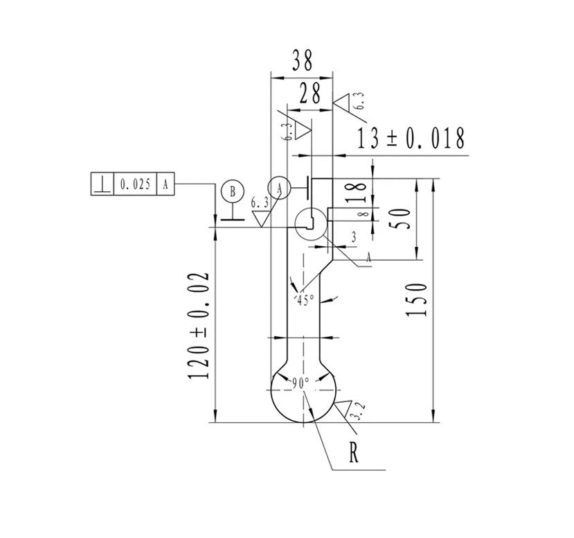 US Radius 25mm Press Brake Top Tooling – 835mm Long