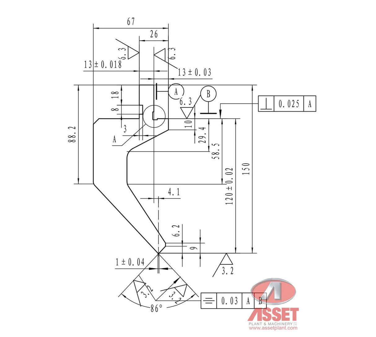 US 141/85 Degree, Radius 0.8mm Press Brake Tooling – 835mm Long