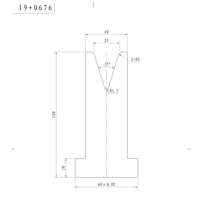 Bottom Single Vee Tooling 20mm, 35° (US 20.420, R3.5) 835mm – Asset ...