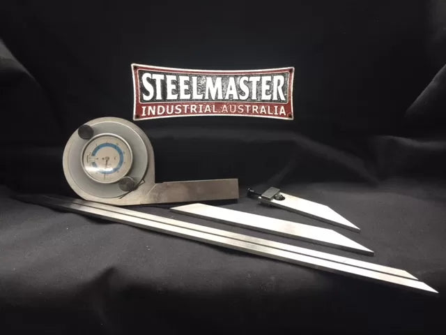 Dial Protractor with Bevelled Blade, Metric