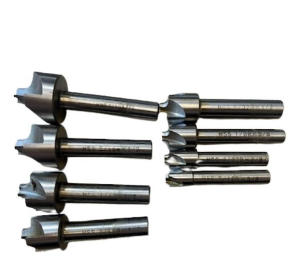 Formed HSS End Mill Set - 8 Piece Set, Sizes 1/16 to 1/8 - 5/32 - 3/8