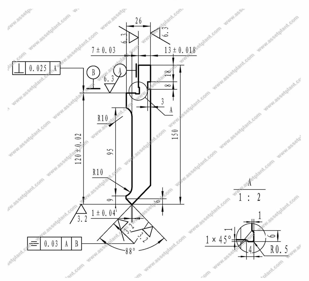 Gooseneck Offset Top Punch - Pressbrake Tooling – 3200mm Long x 86º Profile – Type 2 Segmented