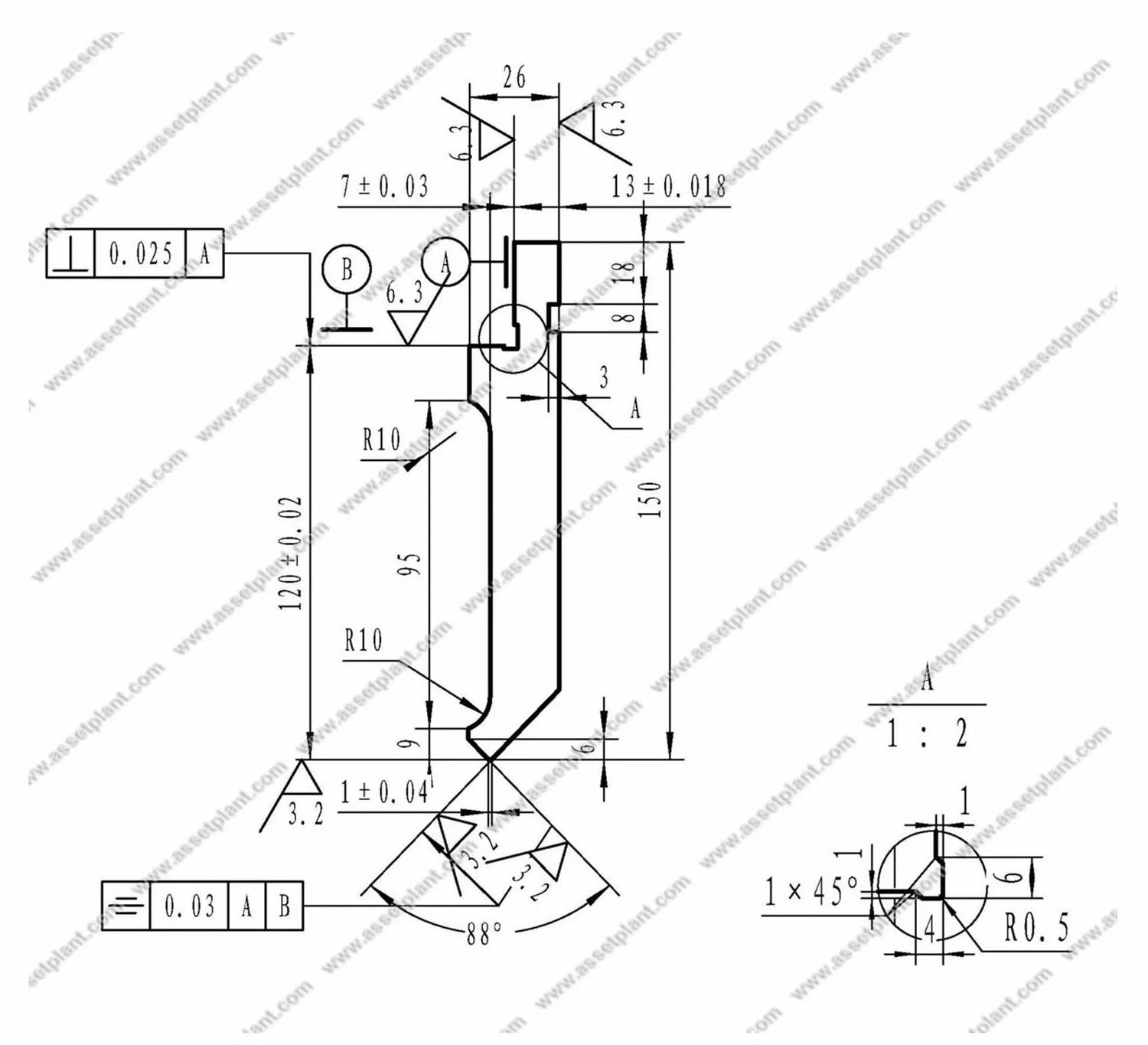Gooseneck Offset Top Punch - Pressbrake Tooling – 3200mm Long x 86º Profile – Type 2 Segmented