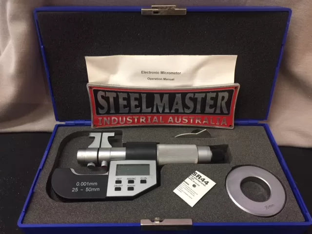Digital Micrometer, 25-50mm Range, Dual Reading