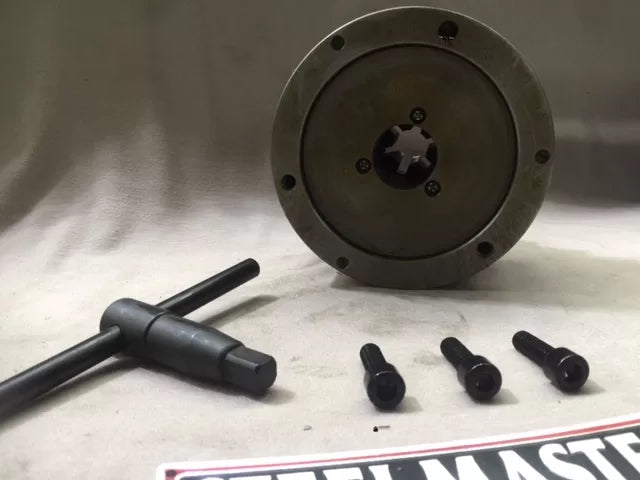 6-Jaw Lathe Chuck (Back Plate) - 130mm Diameter , 35mm Bore