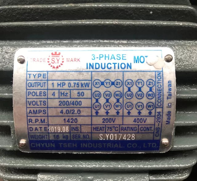 Motor 240V (E-7) for Steelmaster Colt 250 Coldsaw