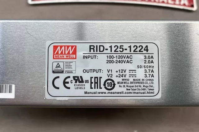Pressbrake Power Supply RID-125-1224 Multi Output 12V/24V 125W