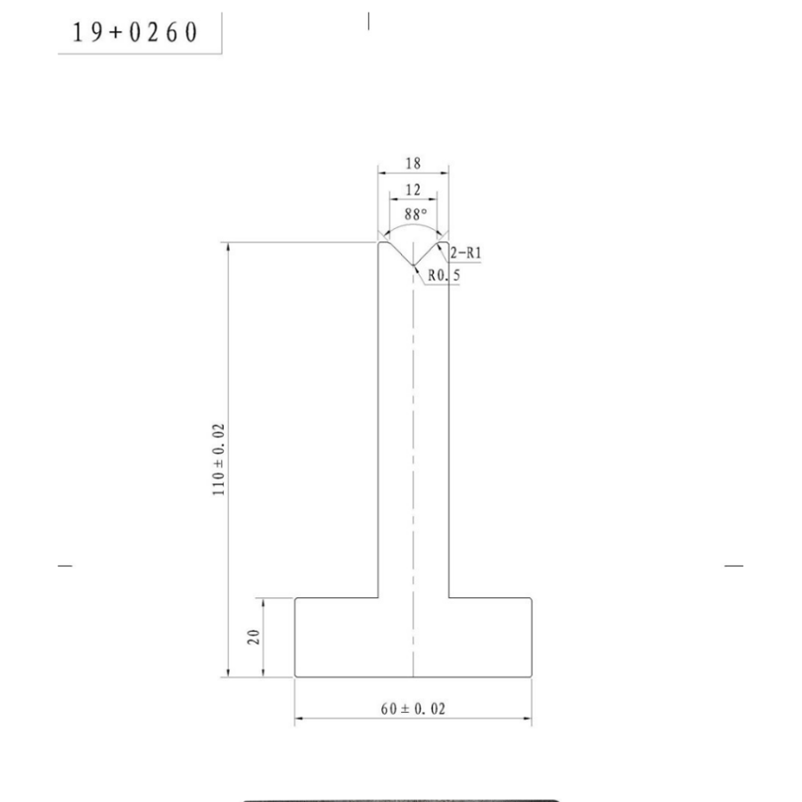 Pressbrake Bottom Single Vee Tooling, US 420/88°, 835mm, V12 R1.0