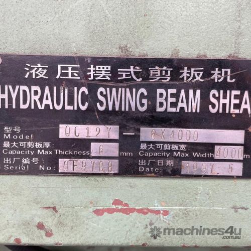 Used STP 4000 x 6 mm Swingbeam Guillotine