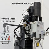Mill Drill with DRO, Geared Drive Mill Drill With Power Draw Bar, Coolant, Power Head Up & Down