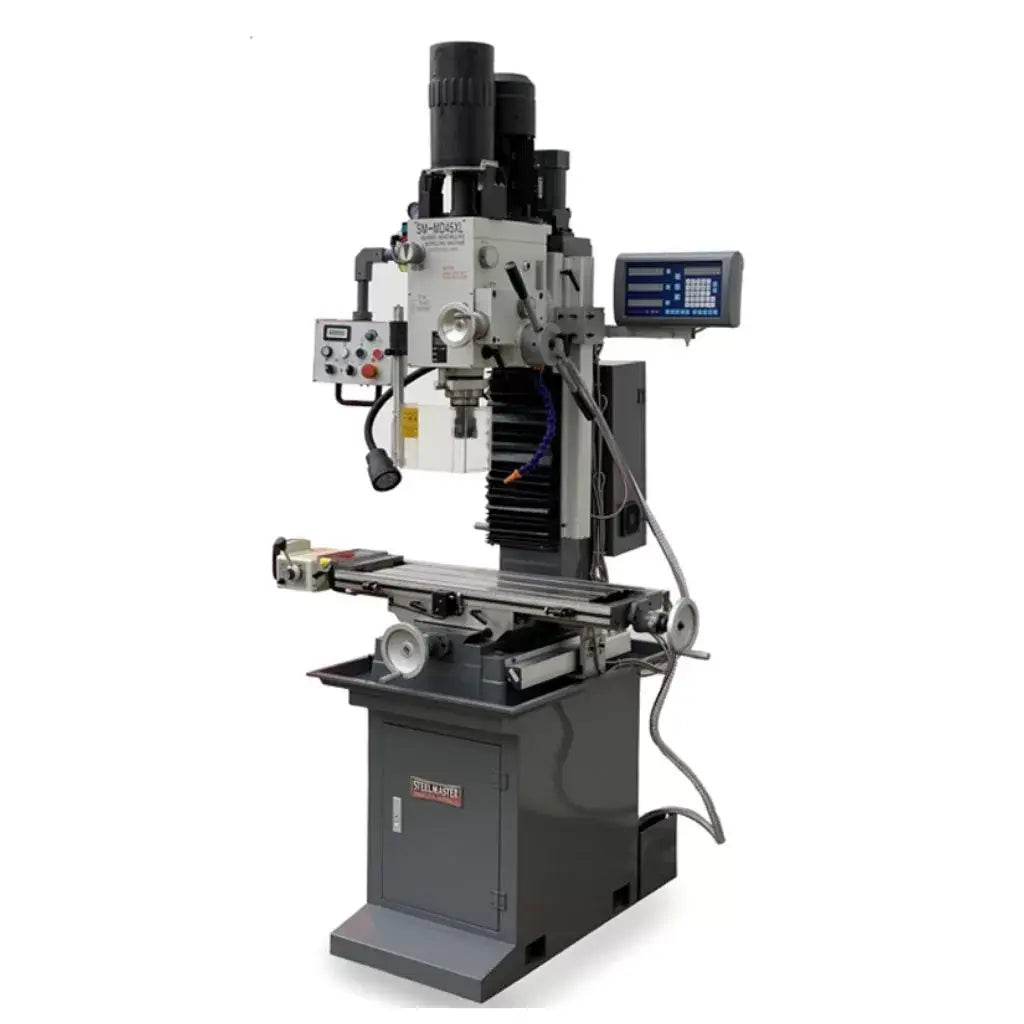 Mill Drill with DRO, Geared Drive Mill Drill With Power Draw Bar, Coolant, Power Head Up & Down