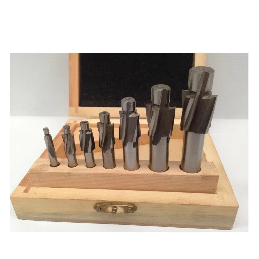 HSS Flat Countersink Set, 7 Piece with Stand, M3 - M12