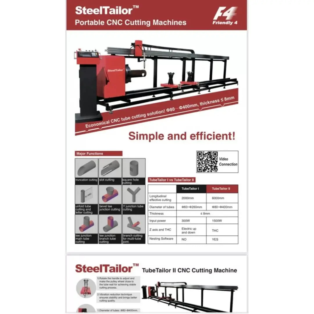 Plasma CNC – STEELTAILOR TUBETAILOR-2 - CNC Plasma Profiler, 80mm ~ 400mm Diameter x 6000mm Long.