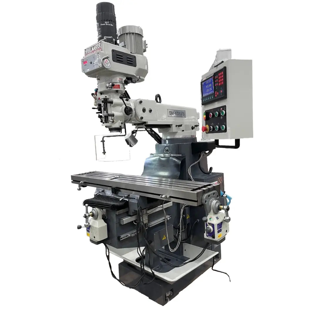 Turret Mill, Pwr Draw Bar, ISO40 Spindle, 2 Axis Power Feed, 3 Axis DRO